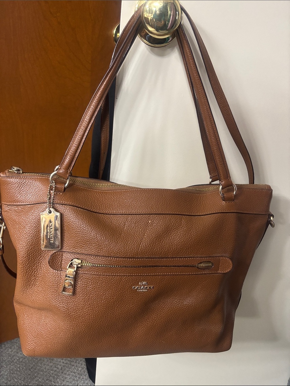 Coach Tyler Tote brown Pebbled leather (Style #F54687)